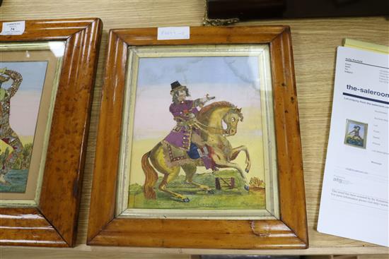 Three 19th century applique-work pictures largest 31 x 37cm inc. frame